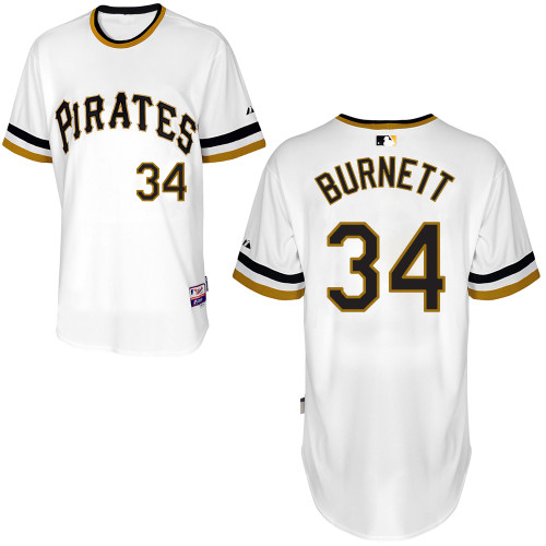 A-J Burnett #34 Youth Baseball Jersey-Pittsburgh Pirates Authentic Alternate White Cool Base MLB Jersey